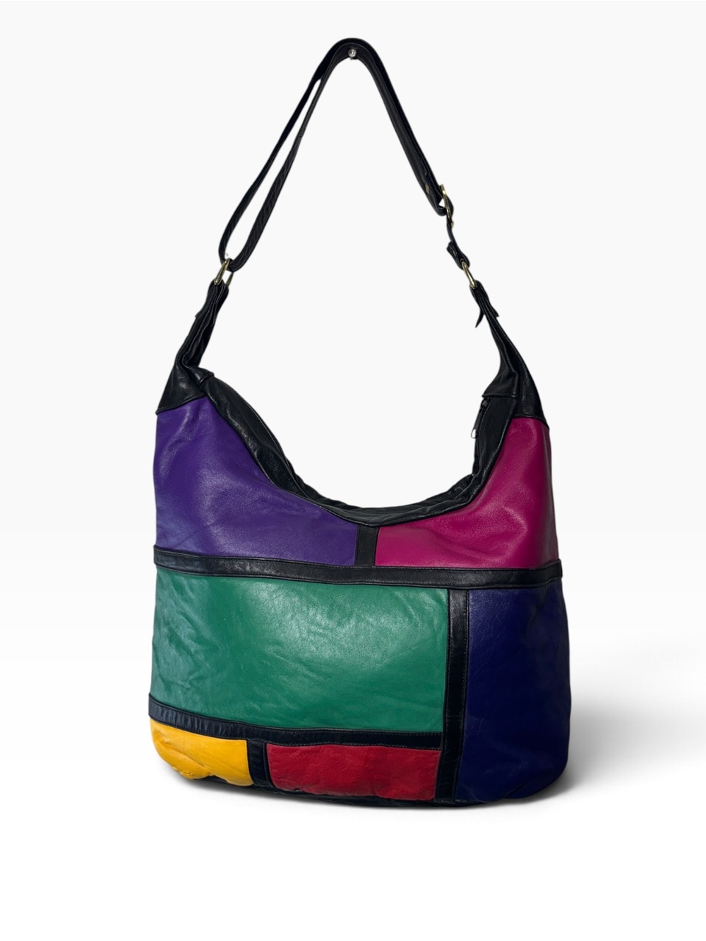 Vintage Californian Macasa Lamb Leather Colourblock Shoulder Bag